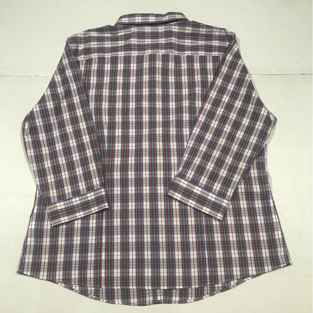 L.L. Bean women’s Plaid Shirt - Purple, Blue, and White wrinkle free, 3/4 sleeve - Picture 7 of 8